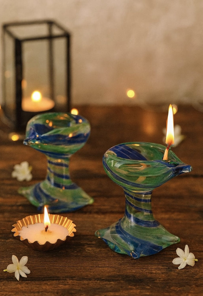 Art Glass Puja Diya-  Artham Deep