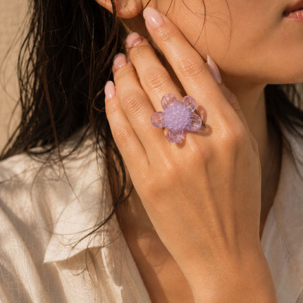 Lavender Petal | Handblown Glass Flower Ring