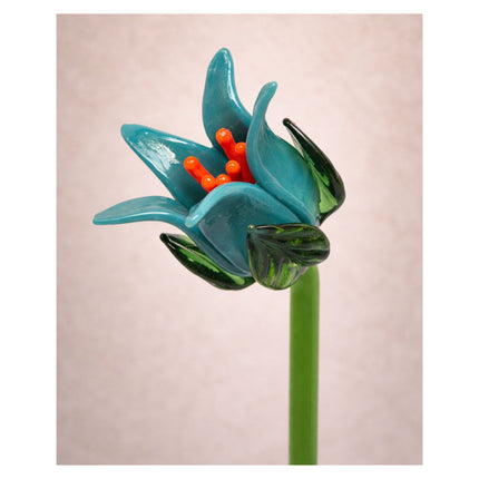 Tinsel Lily Glass Flower Stem - Teal