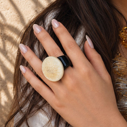 Ivory Bloom | Handblown Glass Statement Ring