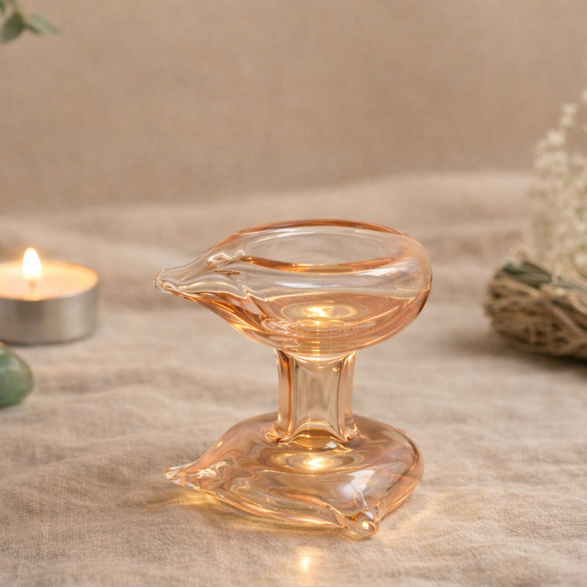 Art Glass Puja Diya-  Gulabi Maharani