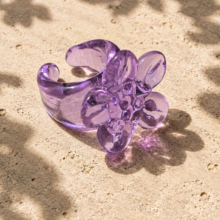 Amethyst Blossom | Handblown Glass Flower Ring