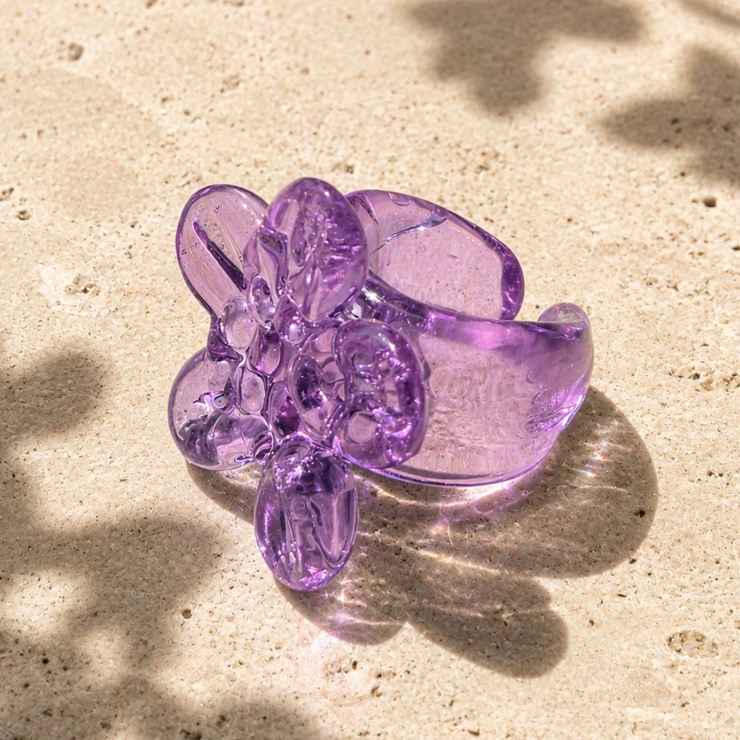 Amethyst Blossom | Handblown Glass Flower Ring