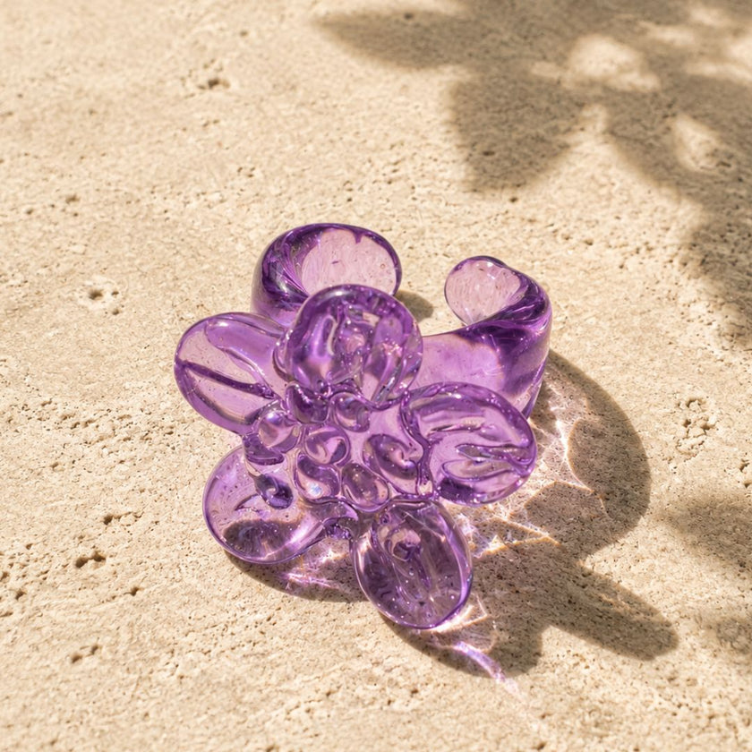 Amethyst Blossom | Handblown Glass Flower Ring