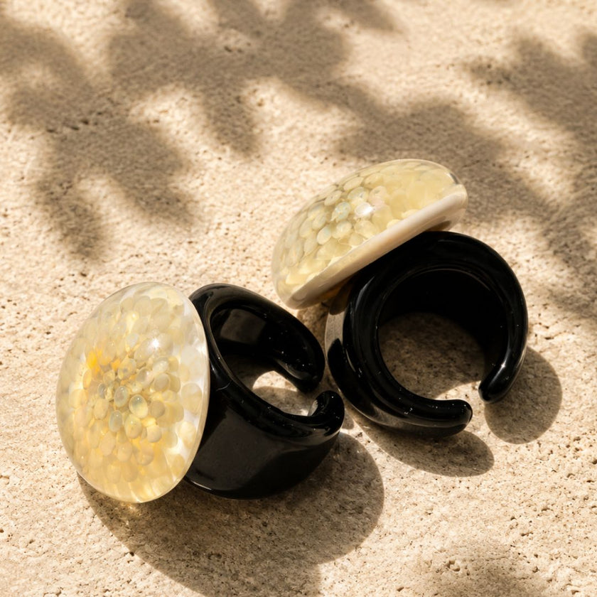 Ivory Bloom | Handblown Glass Statement Ring
