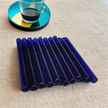 Glass Coaster - Handblown Glass Flute style- Brilliant Blue