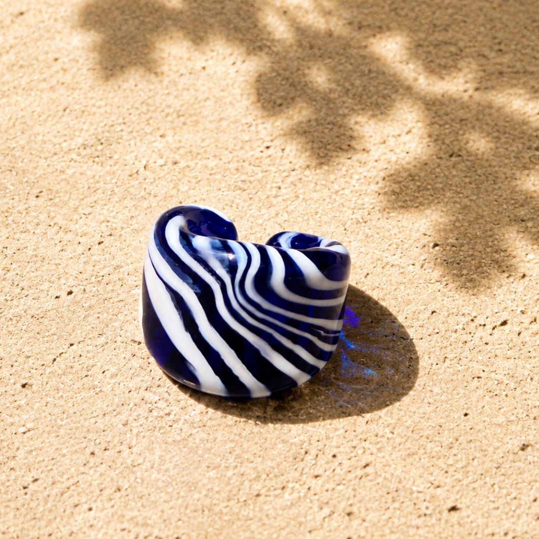 Tidal Lines | Handblown Glass Statement Ring