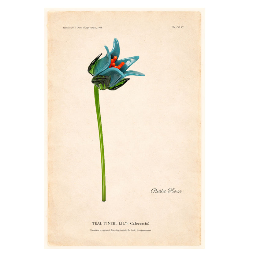 Tinsel Lily Glass Flower Stem - Teal
