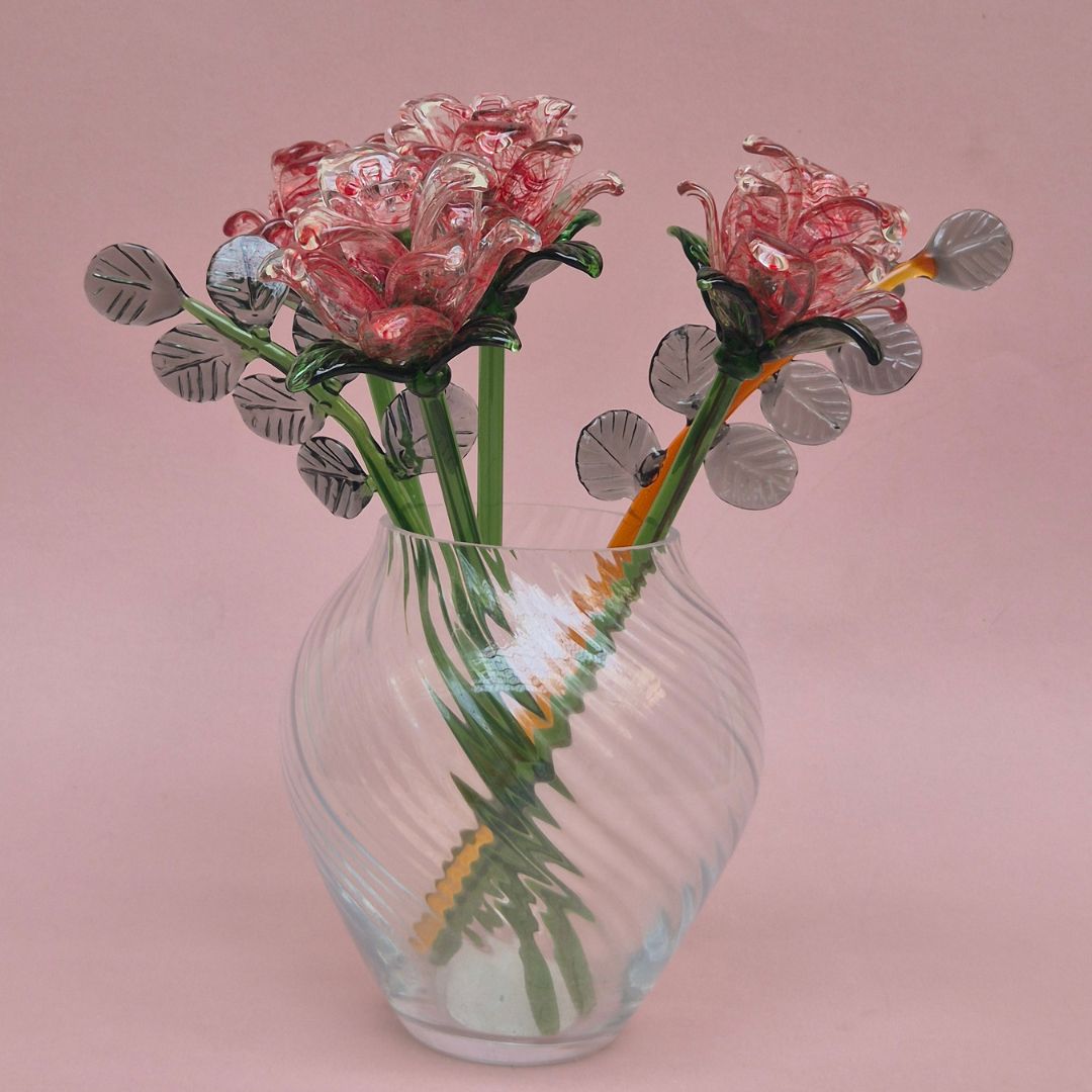 Rosalina Lisianthus- Handblown Glass Flower-Full Bouquet