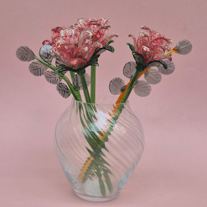 Rosalina Lisianthus- Handblown Glass Flower-Full Bouquet