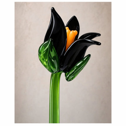 Tinsel Lily Glass Flower Stem - Black