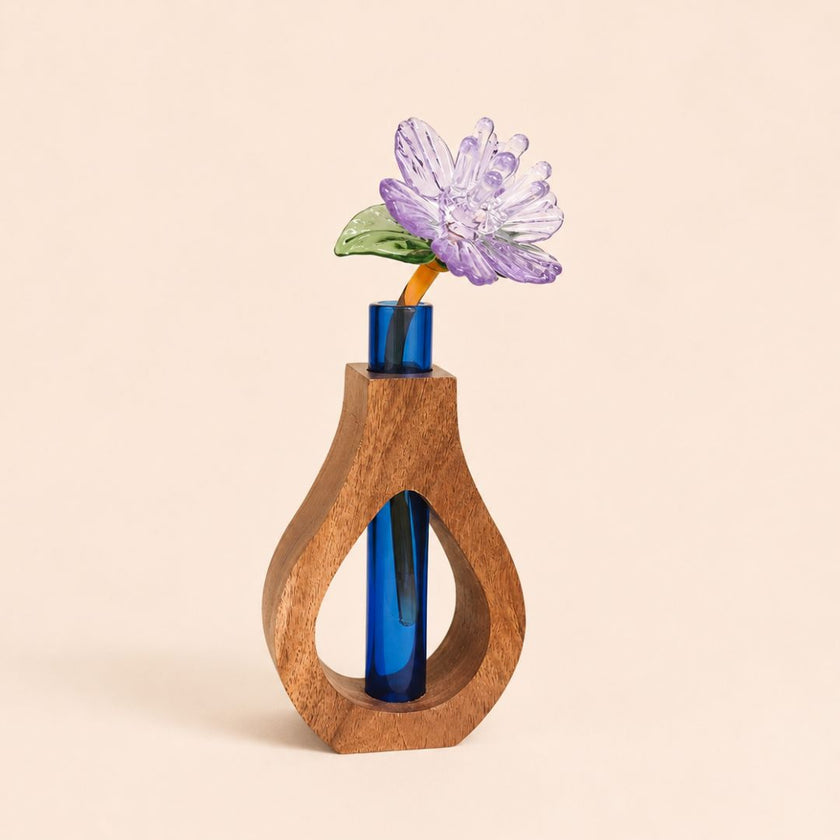 The Holding Form — Sculptural Wood & Glass Flower Holder