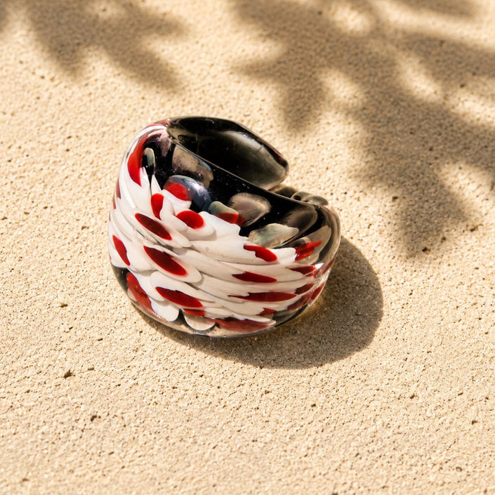 Crimson Drift | Handblown Glass Statement Ring