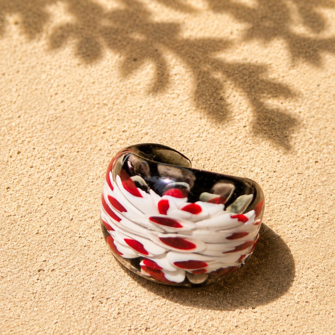 Crimson Drift | Handblown Glass Statement Ring