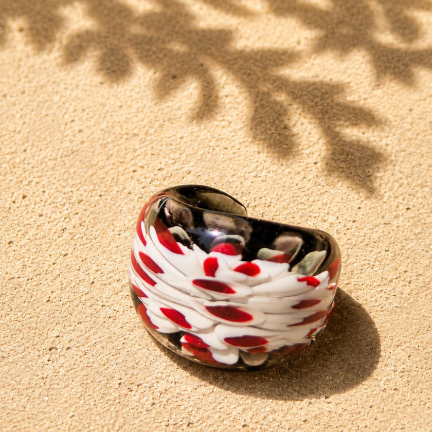 Crimson Drift | Handblown Glass Statement Ring