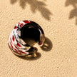 Crimson Drift | Handblown Glass Statement Ring