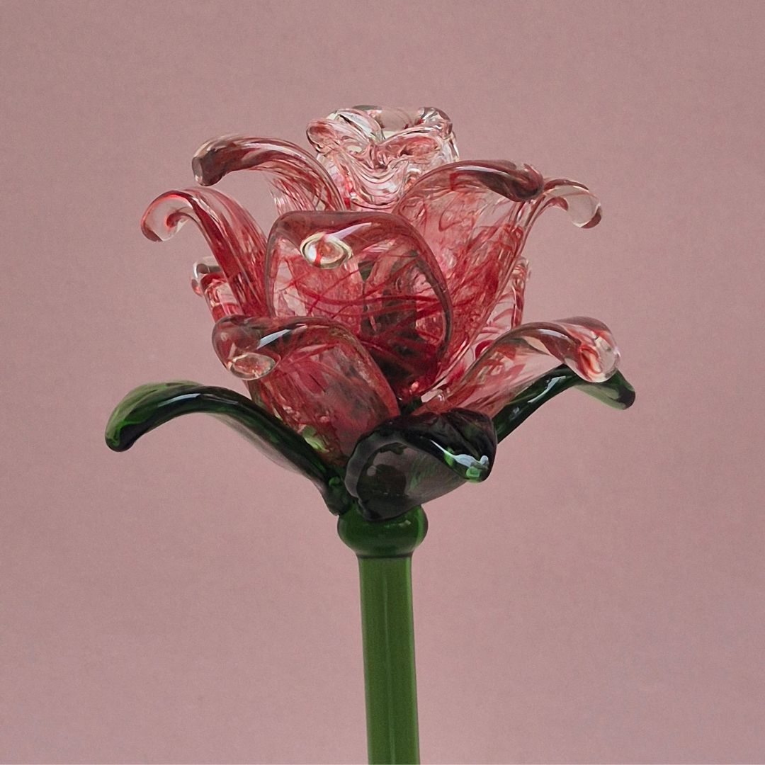 Rosalina Lisianthus- Handblown Glass Flower-Full Bouquet