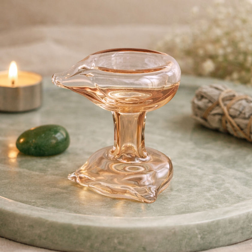 Art Glass Puja Diya-  Gulabi Maharani
