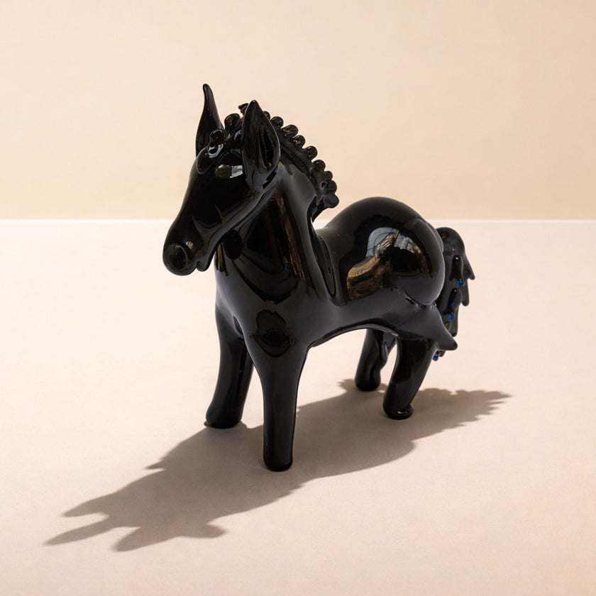 Noir Equus — Handblown Black Glass Horse Sculpture