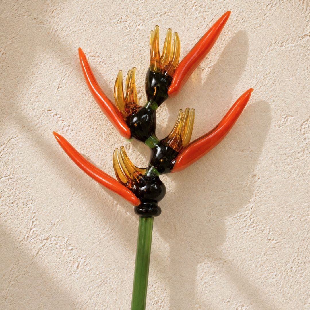 Heliconia Ignis | Handblown Glass Botanical Stem | 14 Inch