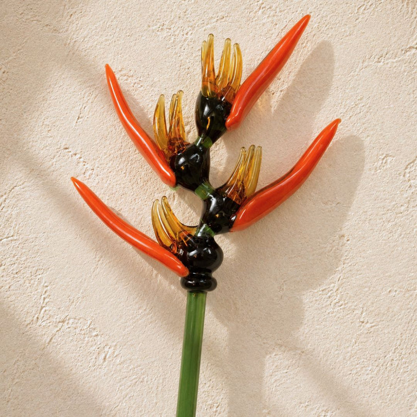 Heliconia Ignis | Handblown Glass Botanical Stem | 14 Inch