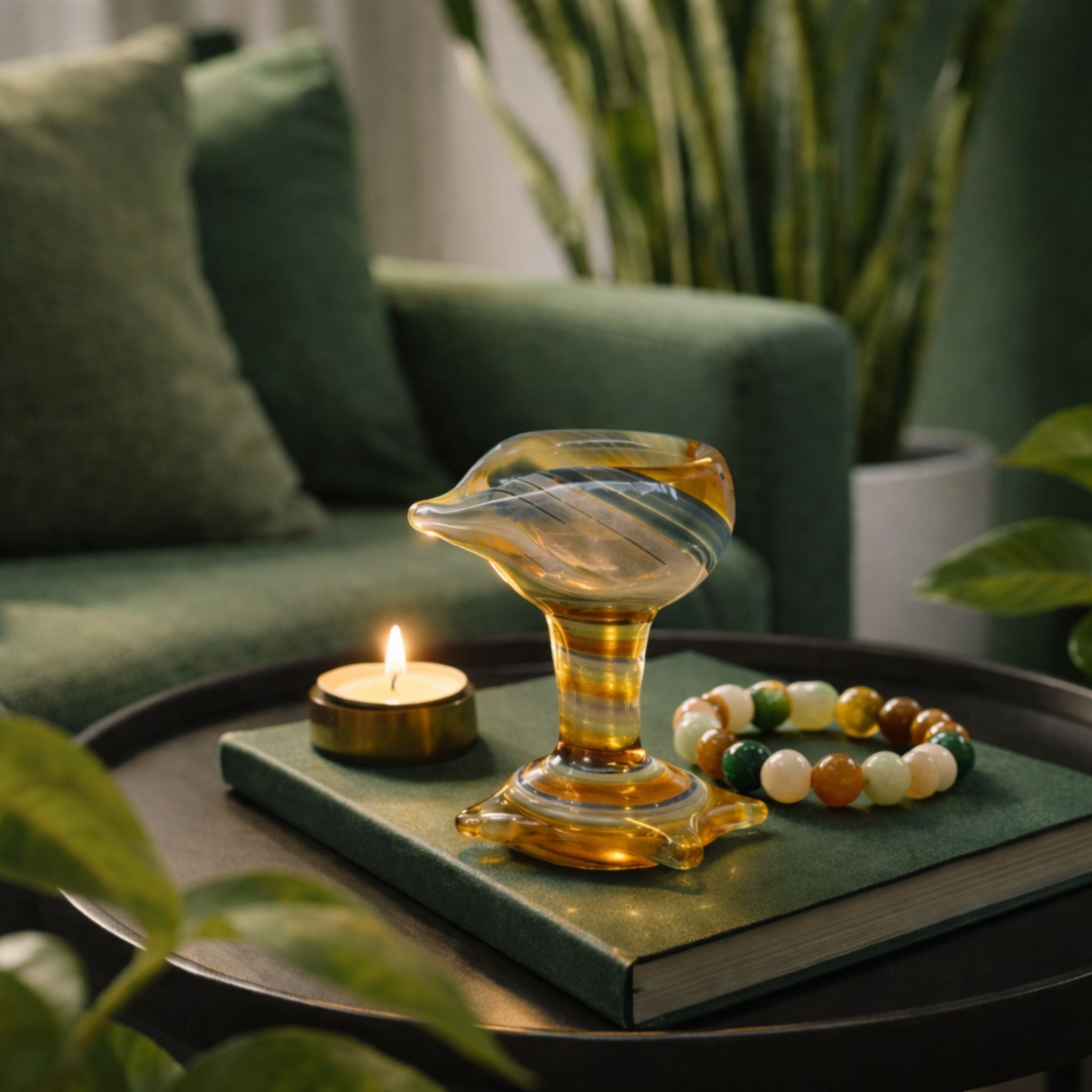 Art Glass Pooja Diya-  Kalyani Jyot