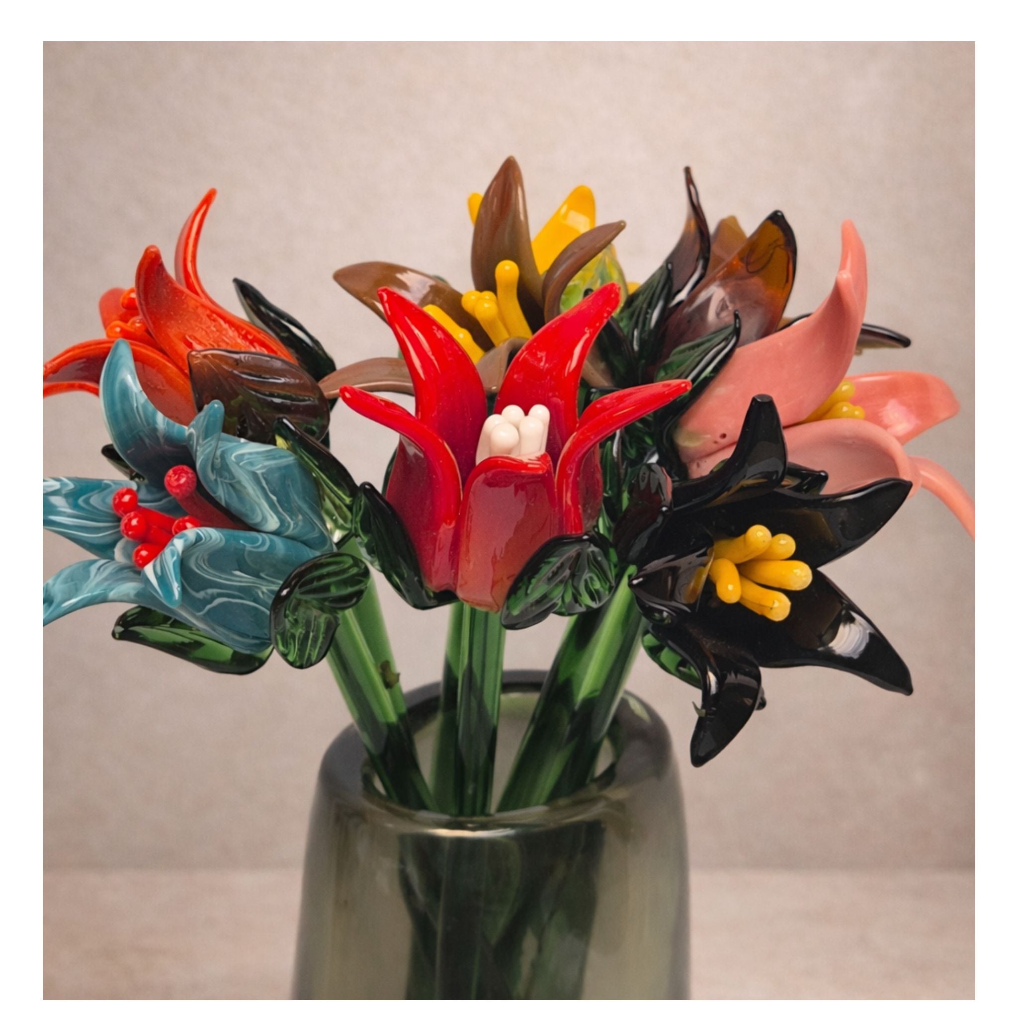 Tinsel Lily Glass Flower Stem - Black