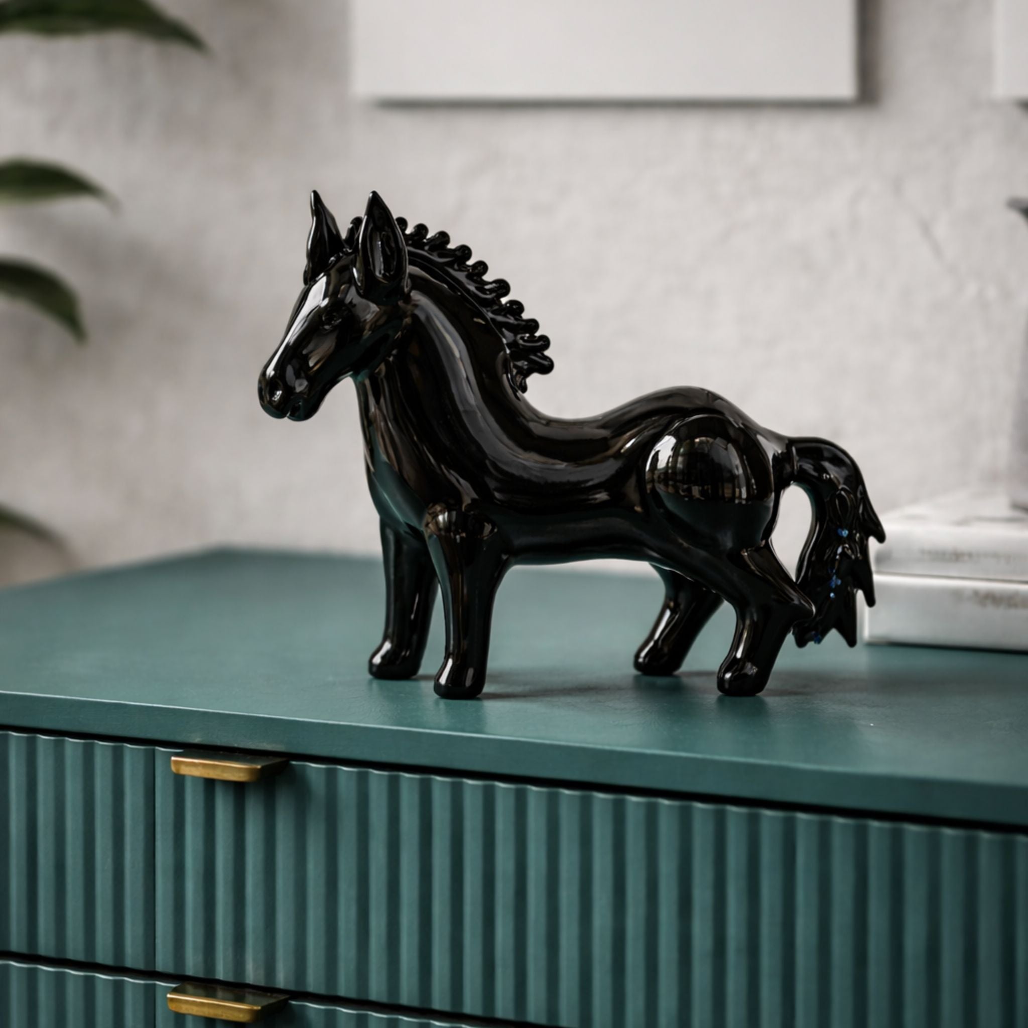 Noir Equus — Handblown Black Glass Horse Sculpture