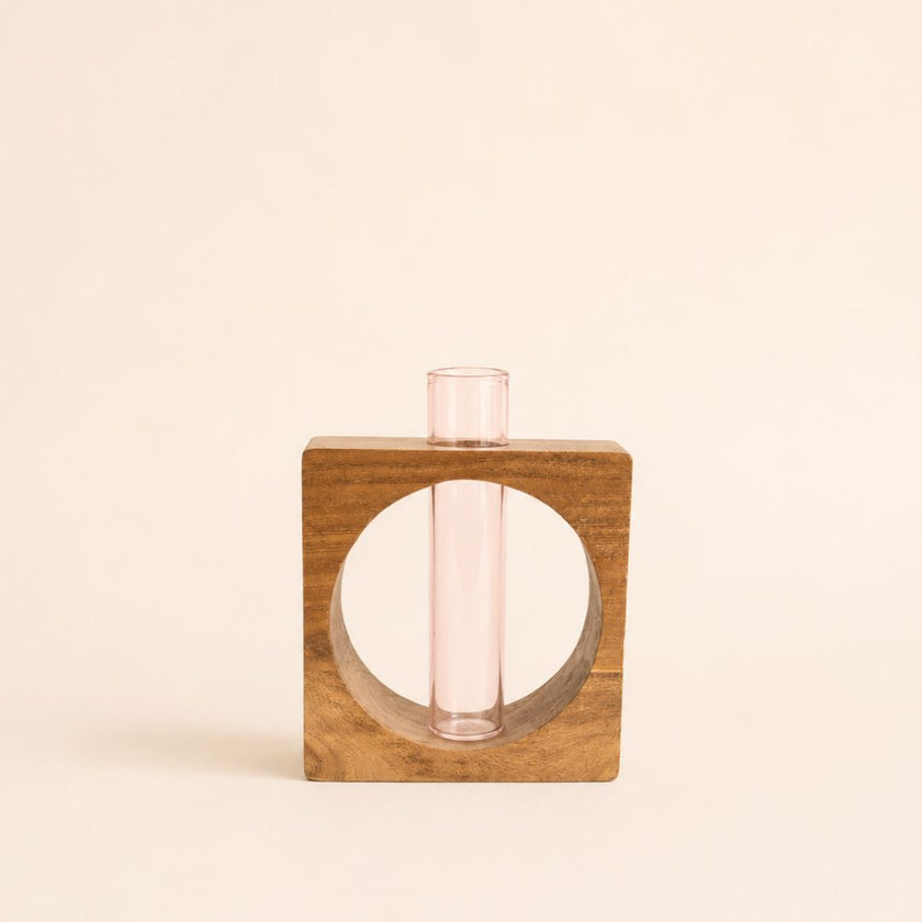 The Holding Form — Sculptural Wood & Glass Flower Holder