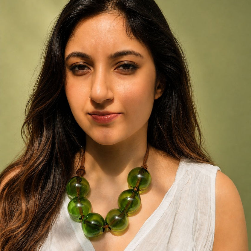 Verdant Halo Necklace | Handblown Glass Wearable Art