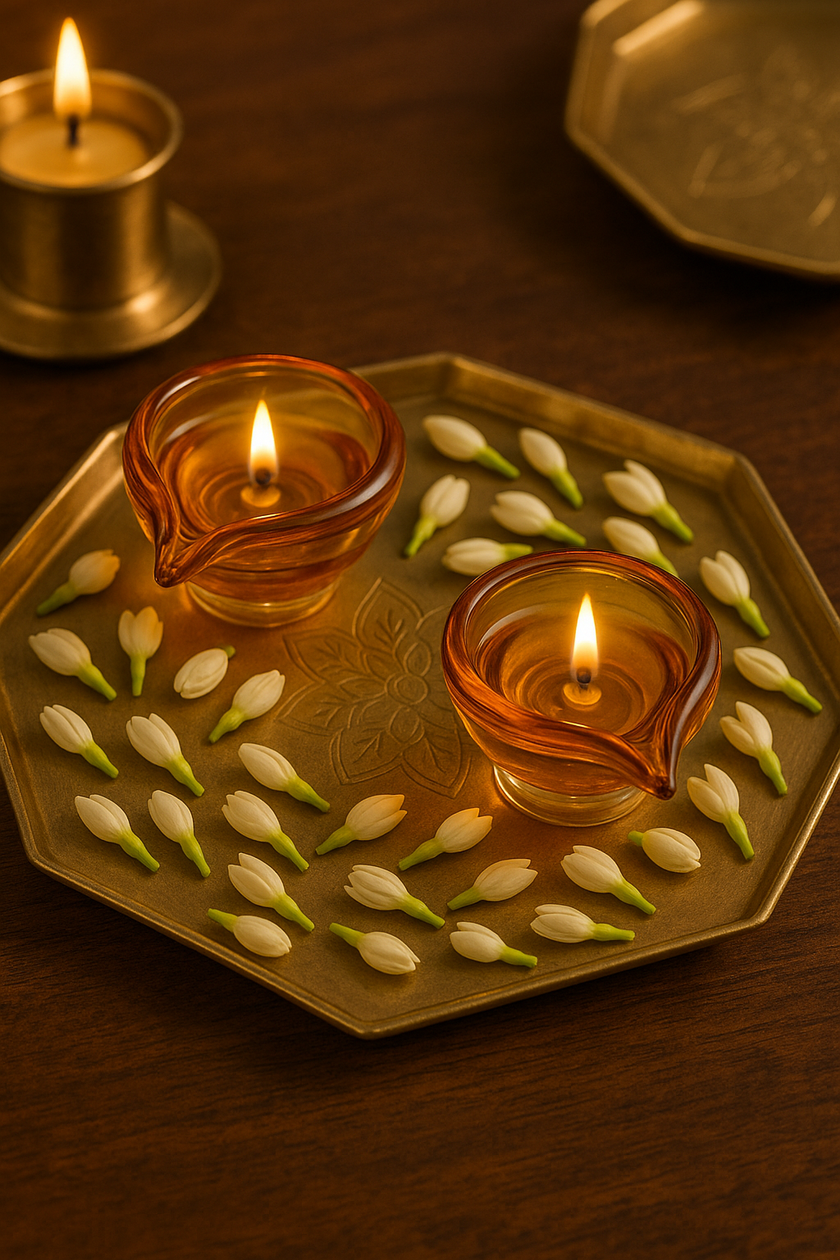Art Glass Puja Diya-  Ambar Jyot