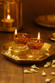 Art Glass Puja Diya-  Ambar Jyot (Set of 2)