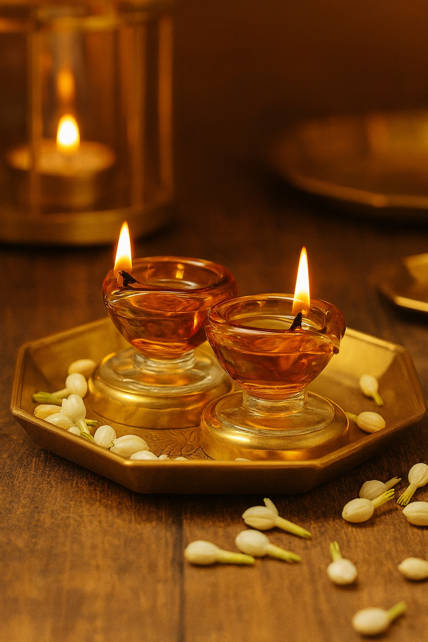 Art Glass Puja Diya-  Ambar Jyot