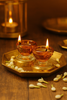 Art Glass Puja Diya-  Ambar Jyot (Set of 2)