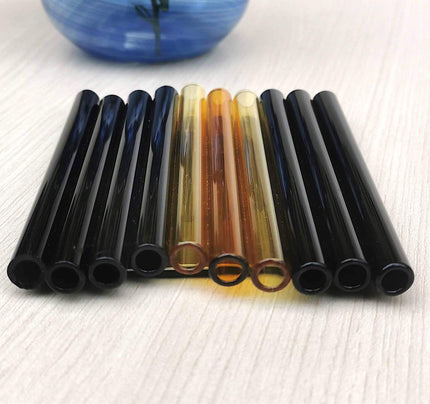 Glass Coaster - Handblown Glass Flute style- Black and Amber