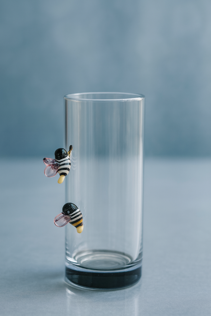 Handblown Glass Vase with Bee Art – 7