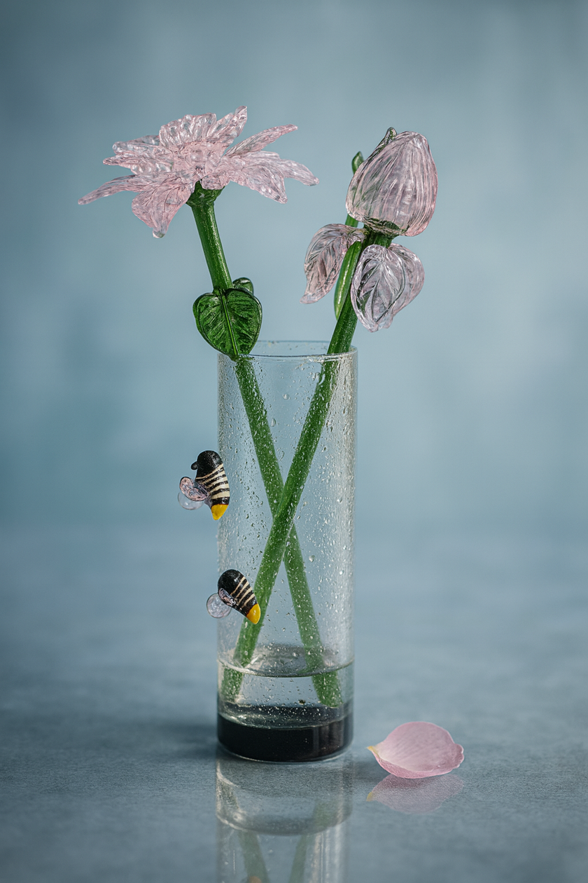 Pink Glass Chrysanthemum – Handblown Art Flower