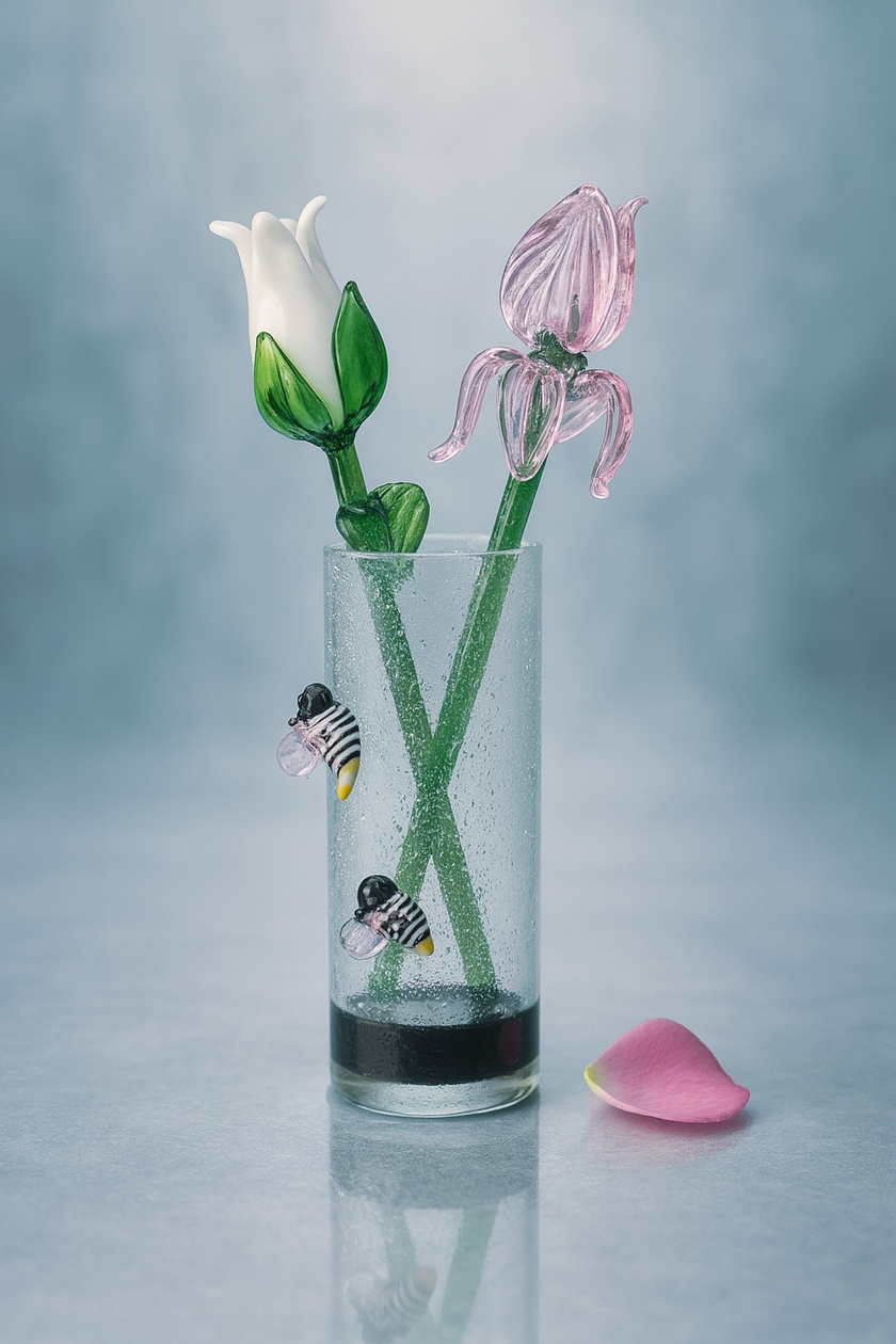 Pink Glass Rose – Handblown Art Flower