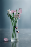 Handblown Glass Vase with Floral Bouquet