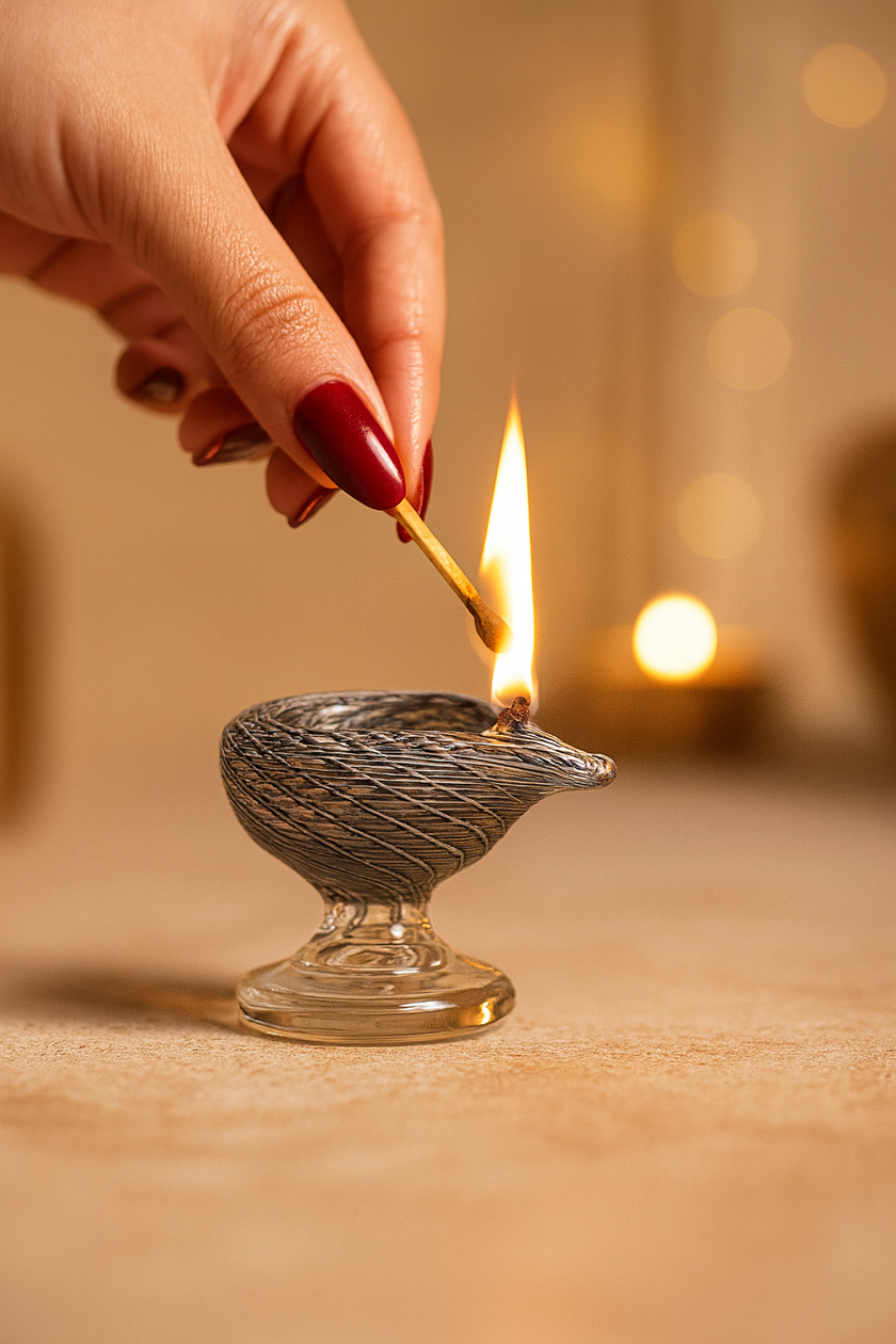 Art Glass Puja Diya-  Brahmam Deep