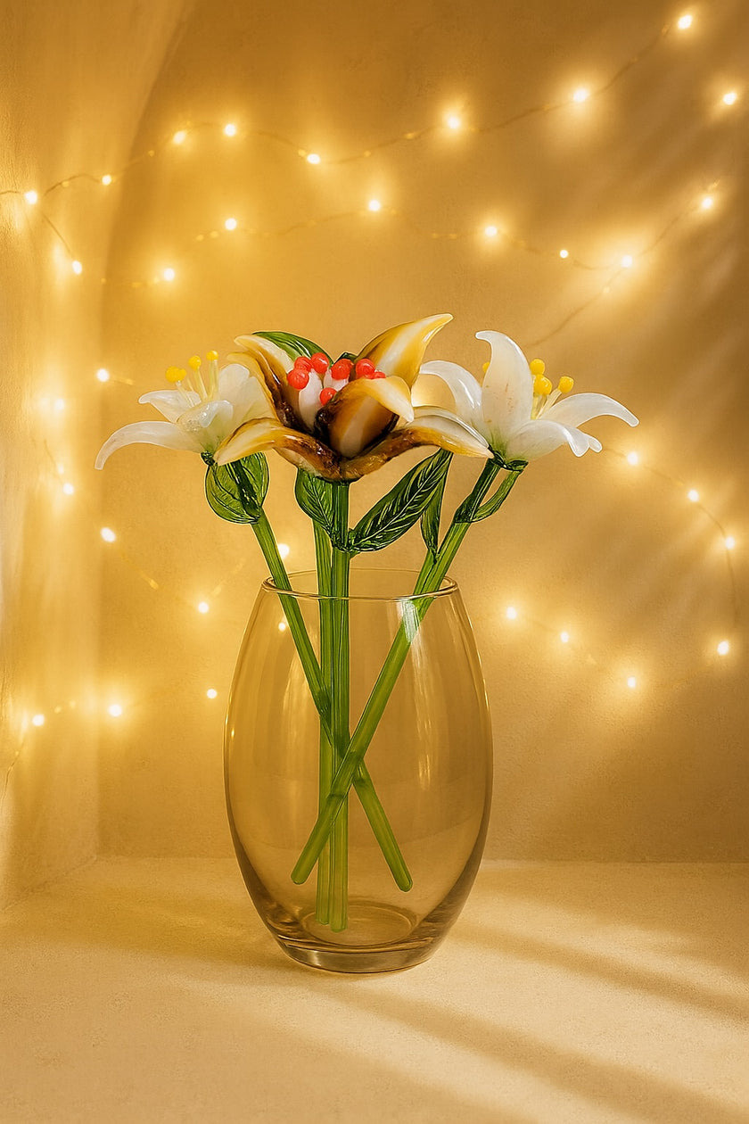 Blooming  Lillies- Glass Flower Bouquet