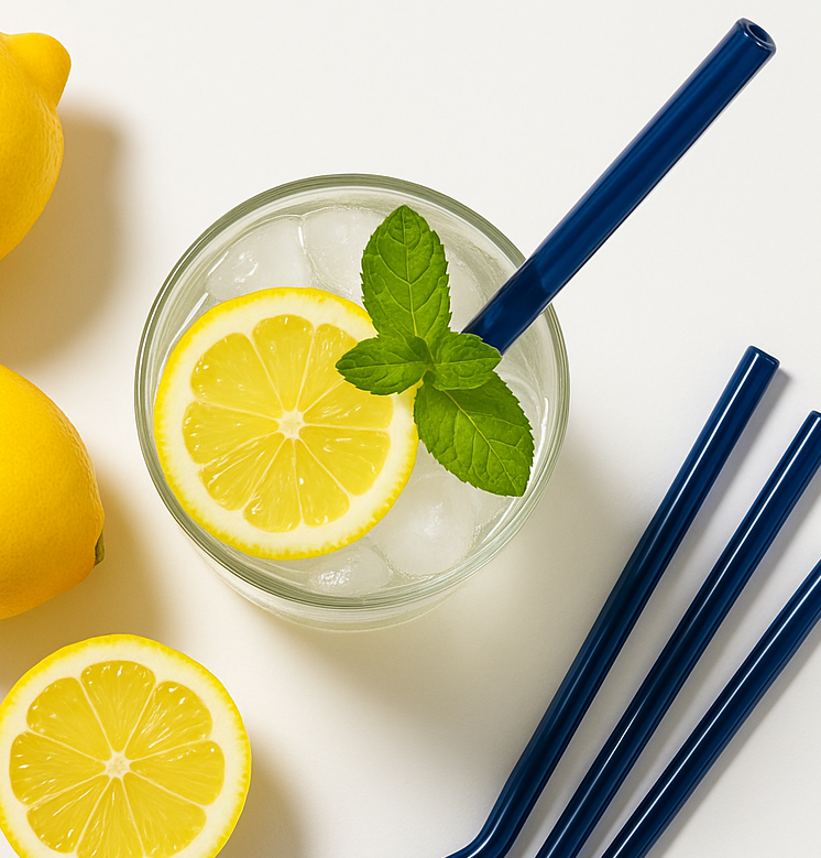 Glass Straws  Reusable (Set of 6 )- Brilliant Blue