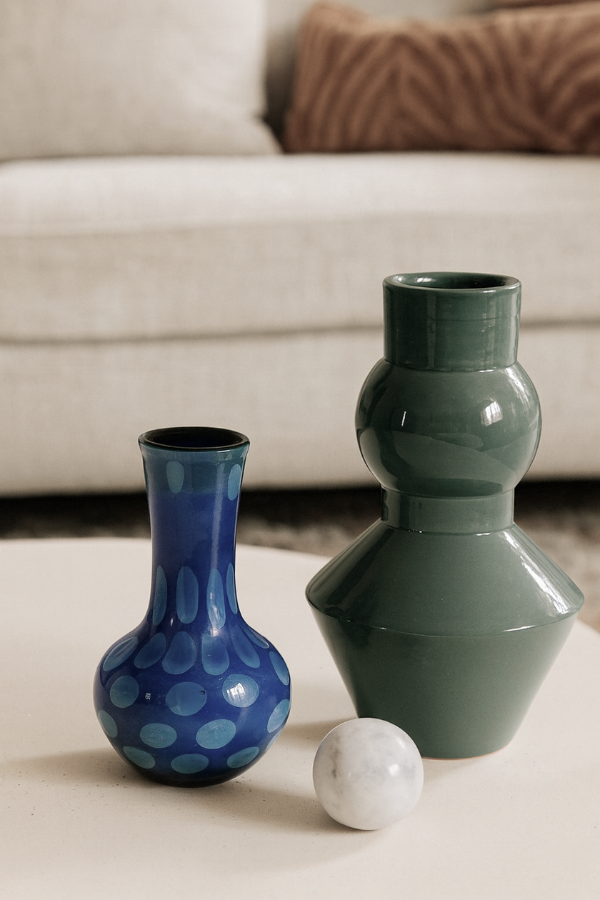 Murano Glass Style Vase- Blue Hues