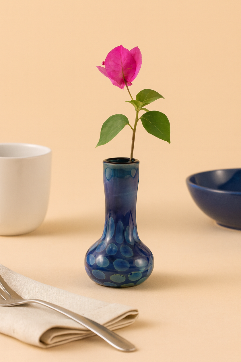 Murano Glass Style Vase- Blue Hues