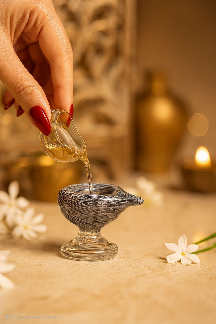 Art Glass Puja Diya-  Brahmam Deep