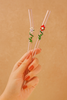 Glass Straws  , Floral Art Set of 2 Drinking straws-Pink