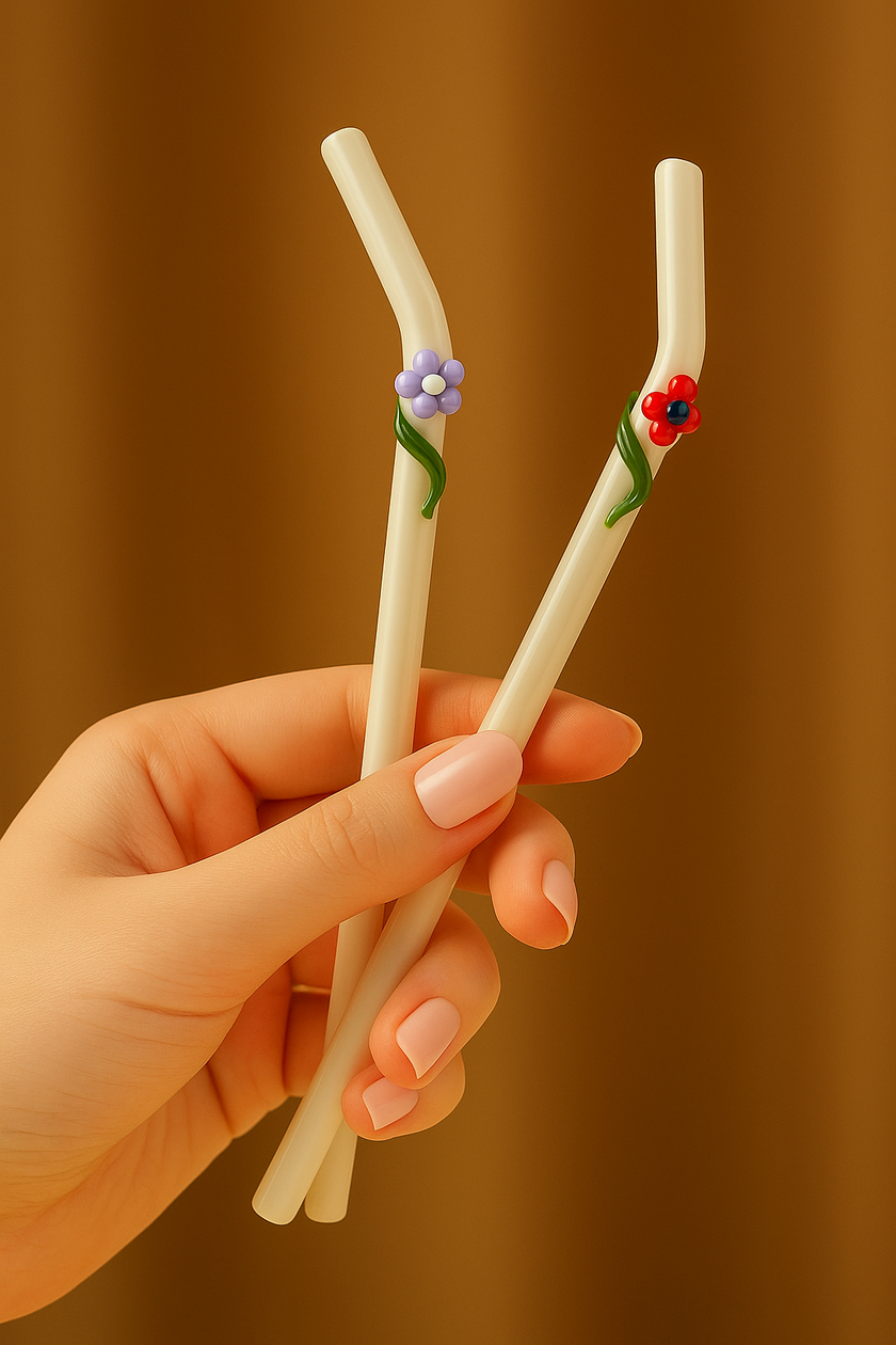 Flora Collection Glass Straws