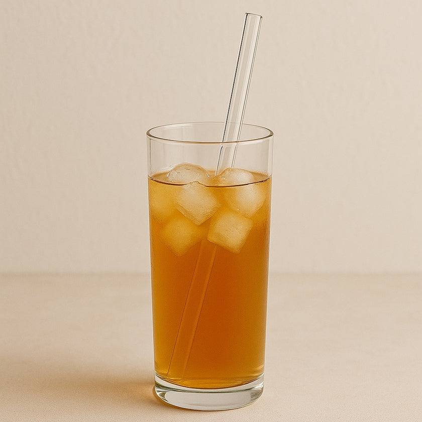 Clear Transparent  Glass Straws 6 pcs with brush