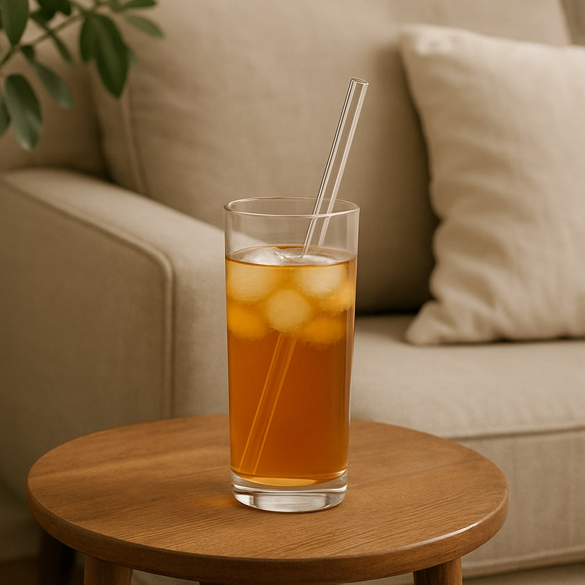 Clear Transparent  Glass Straws 6 pcs with brush