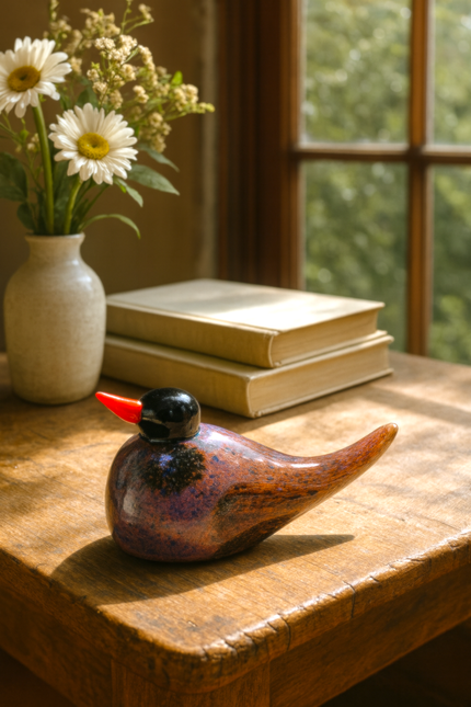 Glass Bird Figurines - Crimson Glow